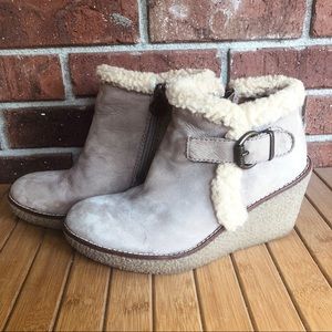 Soft Leather Wedge Booties